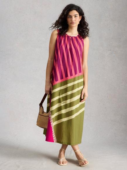 White Stuff Aggie Sleeveless Maxi Dress, Pink/Multi, Pink/Multi