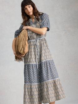 White Stuff Ariel Tiered Dress, Blue/Multi, Blue/Multi