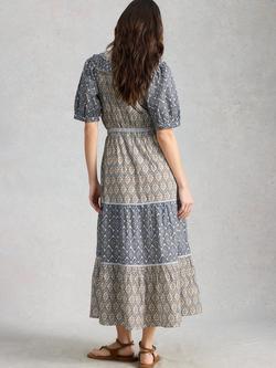 White Stuff Ariel Tiered Dress, Blue/Multi - view 2, Blue/Multi