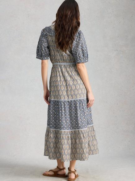 White Stuff Ariel Tiered Dress, Blue/Multi - view 2, Blue/Multi