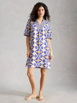 White Stuff Ash Geometric Floral Dress, Yellow/Multi, Yellow/Multi