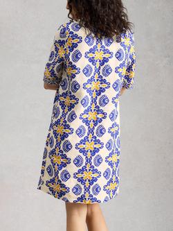 White Stuff Ash Geometric Floral Dress, Yellow/Multi - view 2, Yellow/Multi