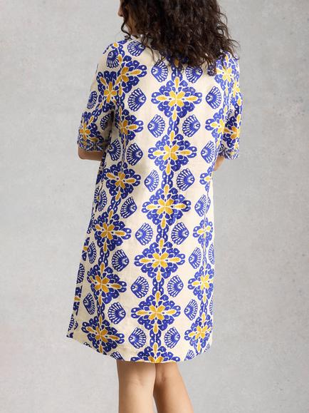 White Stuff Ash Geometric Floral Dress, Yellow/Multi - view 2, Yellow/Multi