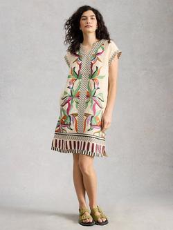 White Stuff Jilly Floral Pure Linen Dress, Yellow/Multi, Yellow/Multi