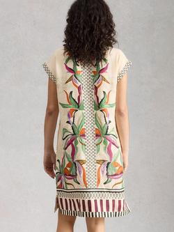 White Stuff Jilly Floral Pure Linen Dress, Yellow/Multi - view 2, Yellow/Multi