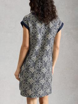 White Stuff Jilly Abstract Pure Linen Dress, Navy/Multi - view 2, Navy/Multi