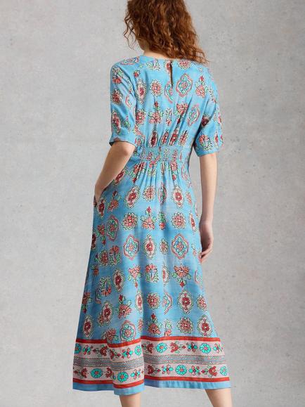 White Stuff Kate Floral Midi Dress, Blue/Multi - view 2, Blue/Multi