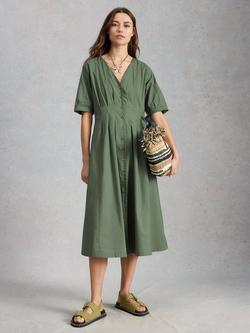 White Stuff Kate V-Neck Seam Detail Midi Dress, Green - view 2, Green