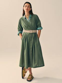White Stuff Kate V-Neck Seam Detail Midi Dress, Green, Green