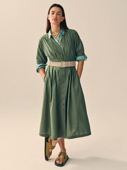 White Stuff Kate V-Neck Seam Detail Midi Dress, Green, Green