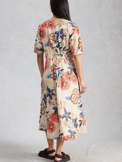 White Stuff Kate V-Neck Seam Detail Floral Midi Dress, White/Multi - view 2, White/Multi