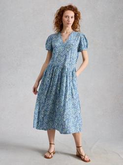 White Stuff Leah Spot Print Midi Dress, Blue/Multi, Blue/Multi