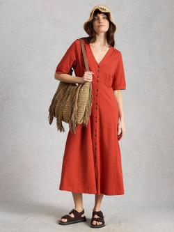 White Stuff Megan V-Neck Midi Dress, Red, Red