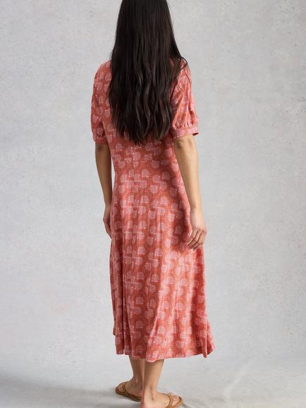 White Stuff Megan Abstract Midi Dress, Pink/Multi - view 2, Pink/Multi