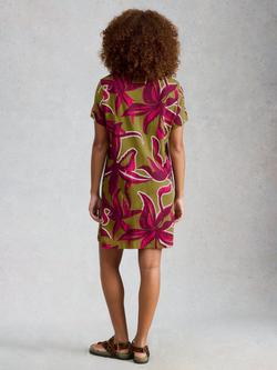 White Stuff Milly Floral T-Shirt Dress, Green/Pink - view 2, Green/Pink