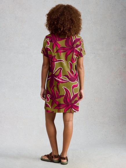 White Stuff Milly Floral T-Shirt Dress, Green/Pink - view 2, Green/Pink