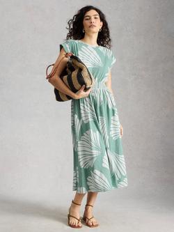 White Stuff Mina Abstract Midi Dress, Teal, Teal