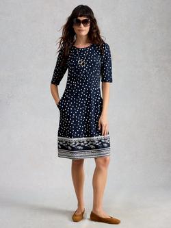 White Stuff Olivia Polka Dot Dress containing LENZING™ ECOVERO™ Viscose, Navy, Navy