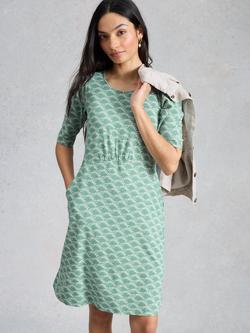White Stuff Olivia Abstract Dress containing LENZING™ ECOVERO™ Viscose, Teal, Teal