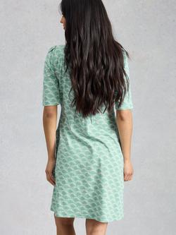White Stuff Olivia Abstract Dress containing LENZING™ ECOVERO™ Viscose, Teal - view 2, Teal