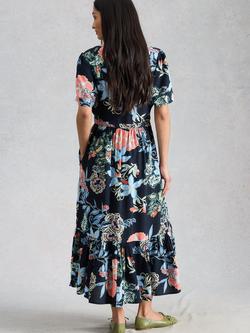 White Stuff Phoebe Abstract Floral Midi Dress, Navy/Multi - view 2, Navy/Multi