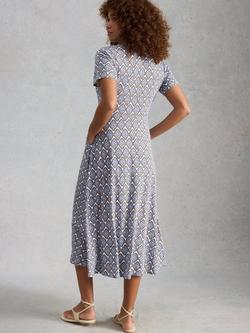 White Stuff Rua Geometric Shirt Dress, Blue/Multi - view 2, Blue/Multi