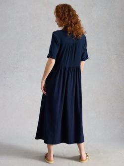 White Stuff Rylee Textured Midi Shirt Dress, Navy - view 2, Navy