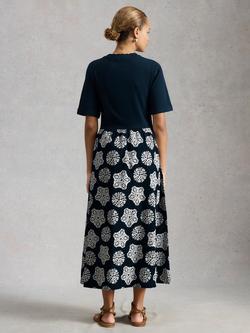 White Stuff Shay Short Sleeve Midi Dress, Navy/White - view 2, Navy/White