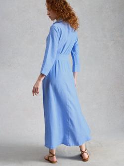 White Stuff Soma Linen Maxi Shirt Dress, Blue - view 2, Blue
