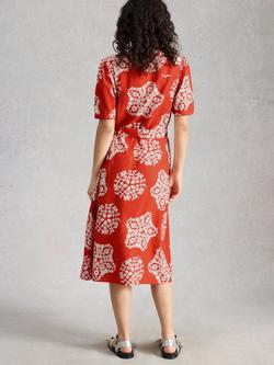White Stuff Val Linen Blend Dress, Red/Multi - view 2, Red/Multi