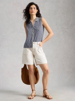 White Stuff Amy Sleeveless Shirt, Blue/Multi, Blue/Multi
