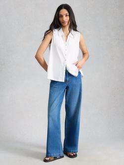 White Stuff Amy Sleeveless Shirt, White, White
