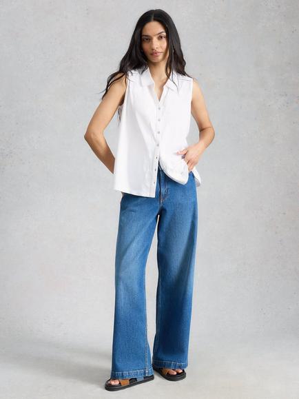 White Stuff Amy Sleeveless Shirt, White, White