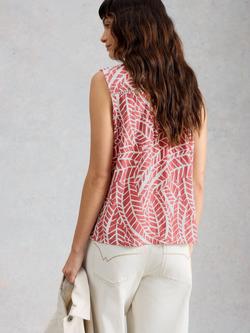 White Stuff Amy Sleeveless Printed Shirt, Pink/White - view 2, Pink/White