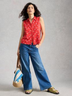 White Stuff Amy Sleeveless Shirt, Red, Red