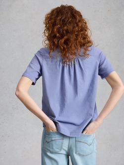 White Stuff Annie Short Sleeve V-Neck Shirt, Blue - view 2, Blue
