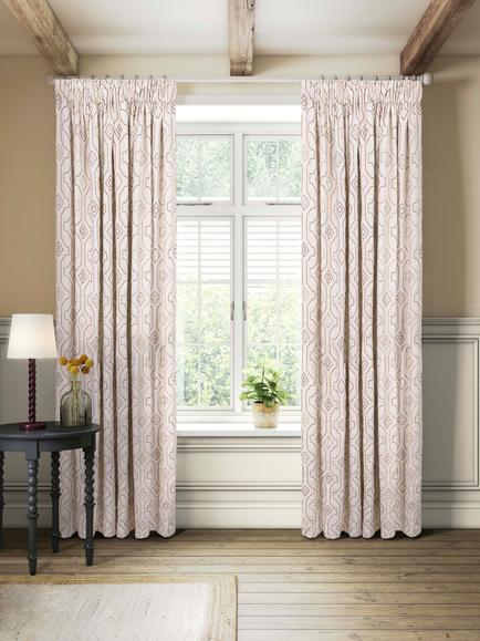 John Lewis Nevado Embroidery Pair Blackout Lined Pencil Pleat Curtains, Multi, Multi