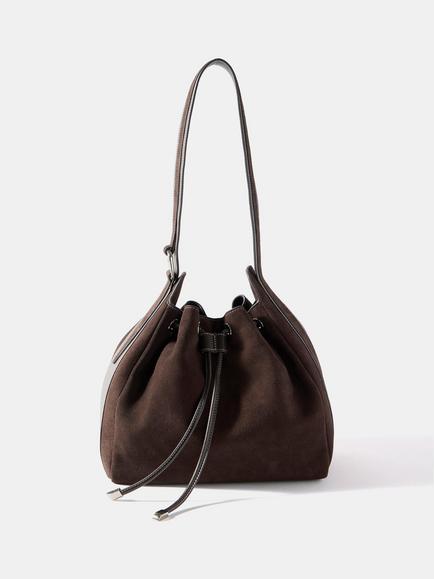 Mint Velvet Pure Suede Bucket Bag, Brown, Brown