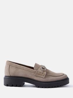 Mint Velvet Emery Suede Chunky Loafers, Taupe, Taupe