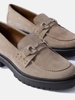 Mint Velvet Emery Suede Chunky Loafers, Taupe - view 2, Taupe