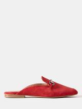 Mint Velvet Faye Suede Backless Loafers , Red