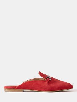 Mint Velvet Faye Suede Backless Loafers , Red, Red