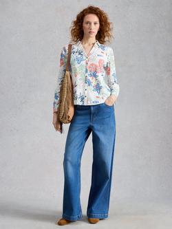 White Stuff Annie Floral Long Sleeve Shirt, White/Multi, White/Multi