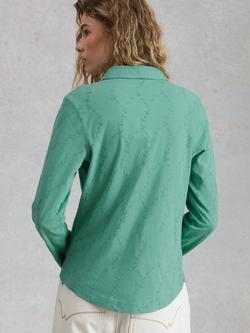 White Stuff Annie Broderie Anglaise Shirt, Teal - view 2, Teal