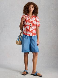 White Stuff Annie Short Sleeve V-Neck Jersey Shirt, Red, Red