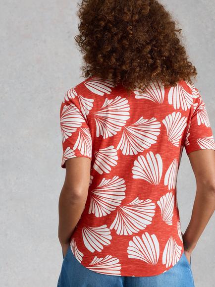 White Stuff Annie Short Sleeve V-Neck Jersey Shirt, Red - view 2, Red