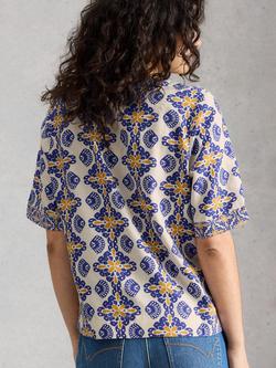 White Stuff Ash Abstract Print Linen Blend Top, White/Multi - view 2, White/Multi