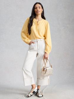 White Stuff Lana Long Sleeve Top, Light Yellow, Light Yellow