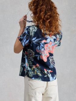 White Stuff Orla Floral Short Sleeve, Navy - view 2, Navy