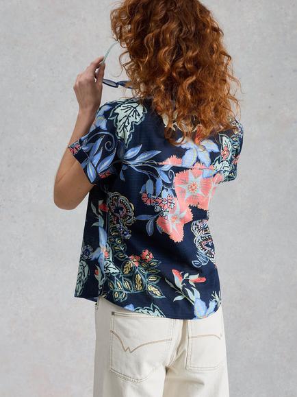 White Stuff Orla Floral Short Sleeve, Navy - view 2, Navy